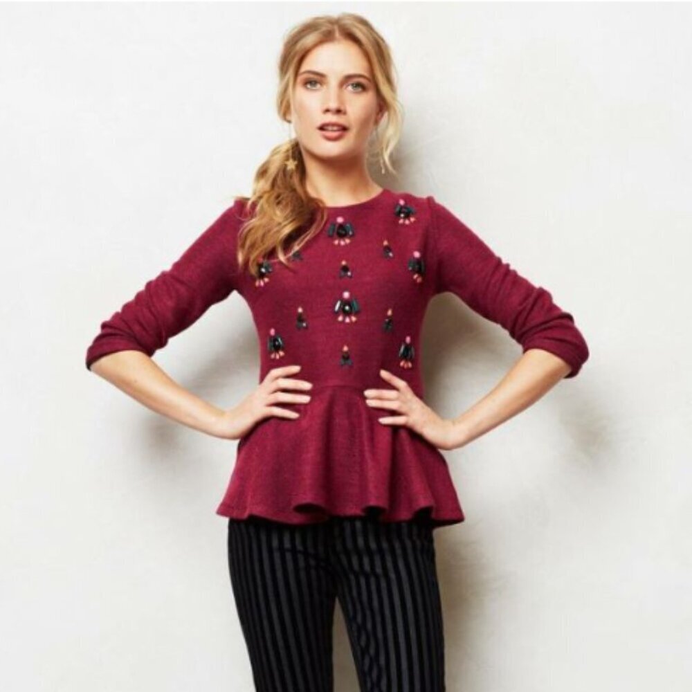 Dolce Vita Embellished Gem Drop Mimosa Peplum Top